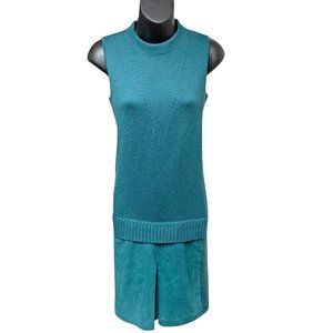 PER SE by Carlisle Knit Merino Blend Pleated‎ Suede Sleeveless Dress